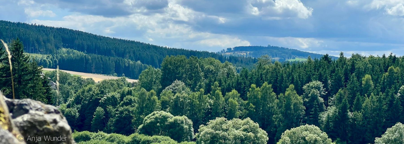 Blick auf den Frankenwald und Döbraberg